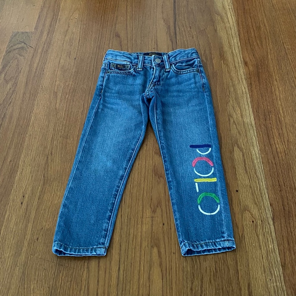 Polo by Ralph Lauren Girls Mesh Polo and Slim Boyfriend Jeans Set - Picture 8 of 13
